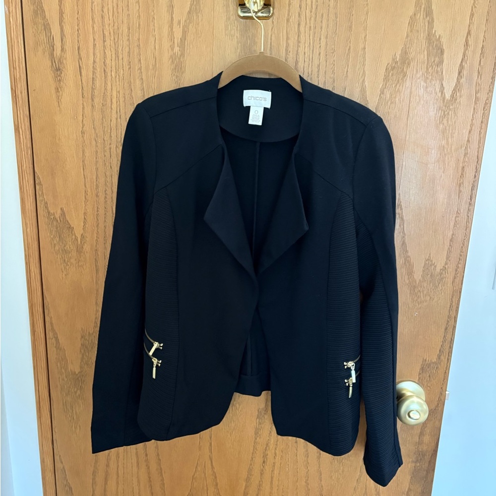 Chico’s Black Knit Open Front Jacket - Chico’s Size 0 (US 4) -Like New Condition